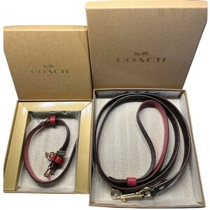 COACH PET DOG COLLAR AND LEASH set brown black red apple New Pretty last set